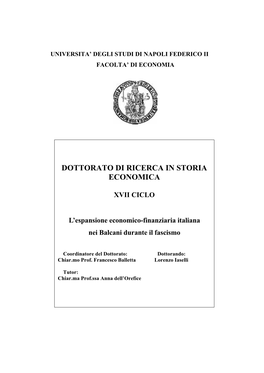 L. Iaselli, L'espansione Economico Finanziaria Italiana Nei