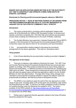 Inquiry Into an Application Under Section 36 of the Electricity Act 1989 to Construct and Operate a Wind Farm South of Strathy, Caithness