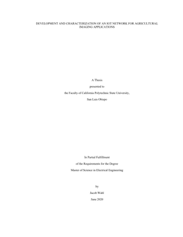 Development and Characterization of an Iot Network for Agricultural Imaging Applications