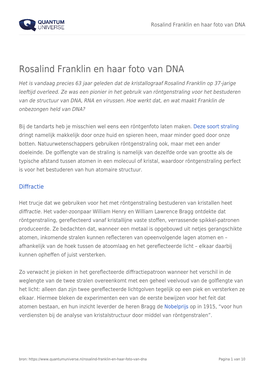 Rosalind Franklin En Haar Foto Van DNA