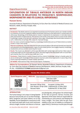 Exploration of Tibialis Anterior in North Indian