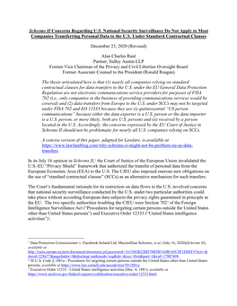 Schrems II Concerns Regarding U.S. National Security Surveillance Do Not Apply to Most Companies Transferring Personal Data to the U.S