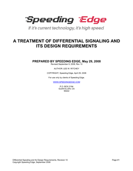 A Treatment of Differential Signaling and Its Design Requirements