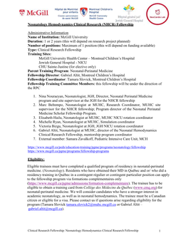 Neonatal Hemodynamics Clinical Research Fellowship, Mentorship Program Coordinator 7