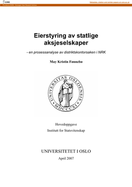 Eierstyring Av Statlige Aksjeselskaper