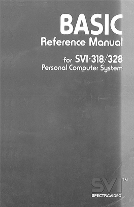 BASIC Reference Manual for SVI-318/328