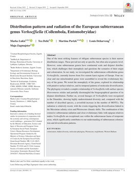 Distribution Pattern and Radiation of the European Subterranean Genus Verhoeffiella (Collembola, Entomobryidae)