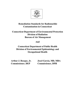 Remediation Standards for Radionuclide Contamination in Connecticut