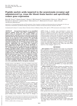 Peptide Nucleic Acids Targeted to the Neurotensin Receptor and Administered I.P