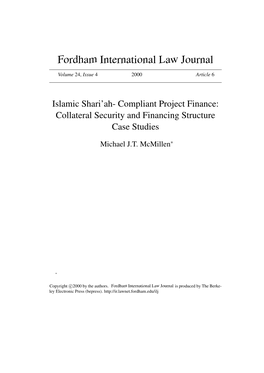 Islamic Shari'ah- Compliant Project Finance: Collateral Security And