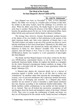 The Ideal of the Family in Sam Shepard's Buried Child (1978) the Ideal of the Family in Sam Shepard's Buried Child (1978)