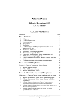 Fisheries Regulations 2019 S.R