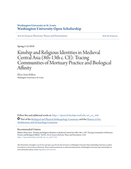 Kinship and Religious Identities in Medieval Central Asia (8Th-13Th C