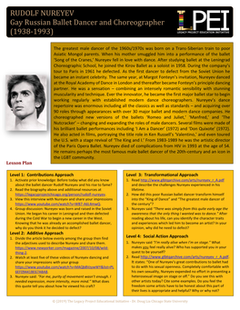 Rudolf Nureyev Lesson Plan