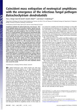 Coincident Mass Extirpation of Neotropical Amphibians with the Emergence of the Infectious Fungal Pathogen Batrachochytrium Dendrobatidis