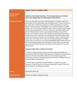 Morph - Activity Technical Form