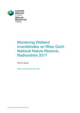 Monitoring Wetland Invertebrates on Rhos Goch National Nature Reserve, Radnorshire 2017