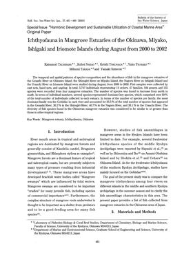 Ichthyofauna in Mangrove Estuaries of the Okinawa, Miyako, Ishigaki and Iriomote Islands During August from 2000 to 2002