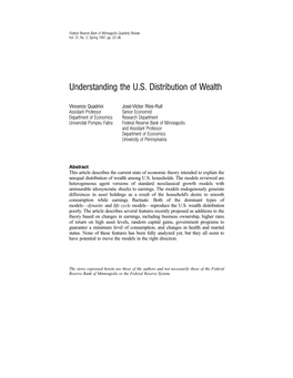 Understanding the U.S. Distribution of Wealth