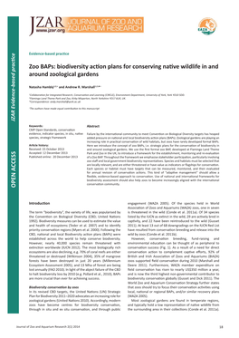 OPEN a CCESS Zoo Baps: Biodiversity Action Plans for Conserving Native Wildlife in and Around Zoological Gardens