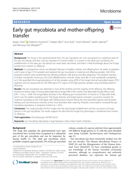 Early Gut Mycobiota and Mother-Offspring Transfer