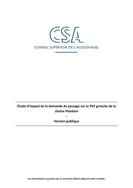 Étude D'impact De La Demande De Passage Sur La TNT Gratuite