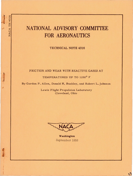 National Advisory Commiitee for Aeronautics