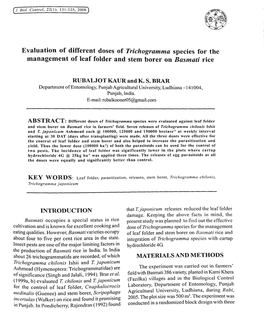 Evaluation of Different Doses of Trichogramma Species for the Management of Leaf Folder and Stem Borer on Basmati Rice