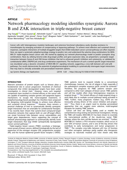 Network Pharmacology Modeling Identifies Synergistic Aurora B And