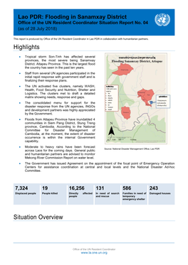 Situation Report No. 4 Lao PDR: Flooding in Sanamxay District