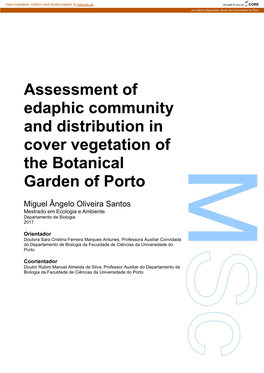 Assessment of Edaphic Community and Distribution in Cover Vegetation of the Botanical Garden of Porto