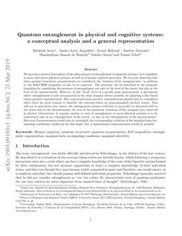 Quantum Entanglement in Physical and Cognitive Systems: a Conceptual Analysis and a General Representation
