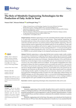 The Role of Metabolic Engineering Technologies for the Production of Fatty Acids in Yeast