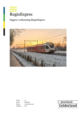 Notitie Opgave Verkenning Regioexpres