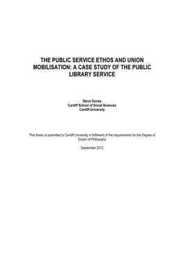 The Public Service Ethos, Union Activism and Building Alliances