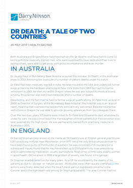 Dr Death: a Tale of Two Countries