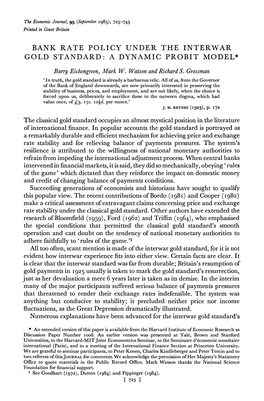 Bank Rate Policy Under the Interwar Gold Standard: a Dynamic Probit Model*