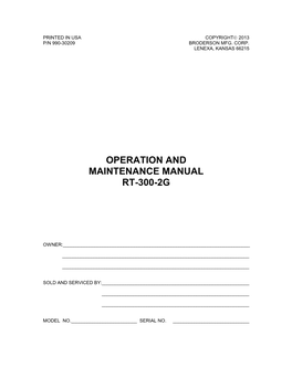 Operation and Maintenance Manual Rt-300-2G