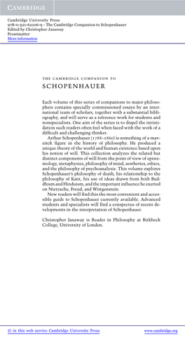 Schopenhauer Edited by Christopher Janaway Frontmatter More Information