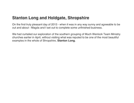 Stanton Long and Holdgate, Shropshire