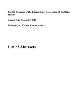 List of Abstracts