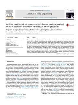 Shelf-Life Modeling of Microwave-Assisted Thermal Sterilized Mashed Potato in Polymeric Pouches of Different Gas Barrier Properties