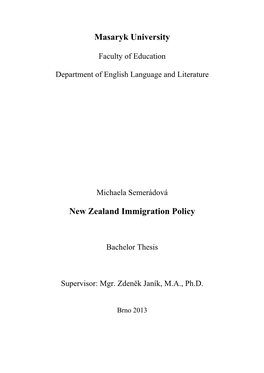 Masaryk University New Zealand Immigration Policy