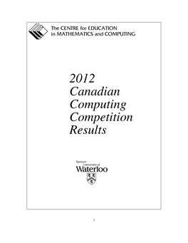 2012 Canadian Computing Competition Results