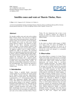 Satellite Cones and Vents at Tharsis Tholus, Mars