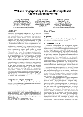 Website Fingerprinting in Onion Routing Based Anonymization Networks