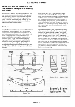 Brunel Lock and the Feeder Cut: Two Unsuccessful Attempts at Re-Opening John Powell