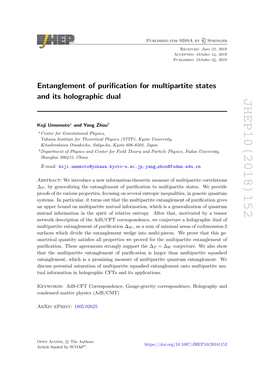 JHEP10(2018)152 Springer June 23, 2018 : October 14, 2018 October 24, 2018 : : Received Accepted Published Conjecture