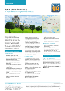 Route of the Romanovs 10 Days | St Petersburg to Yekaterinburg