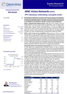 MNC Vision Networks (IPTV) IPTV Takeaways: Undertaking a Synergistic Model